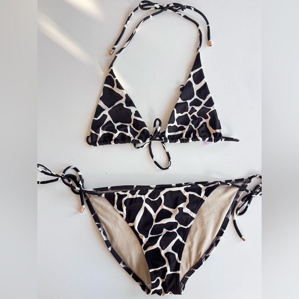 vintage 90s Y2K victorias secret giraffe 2 piece swim suit brown